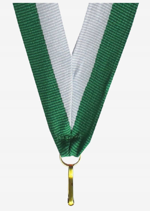Wstążka do medali biało-zielona 10mm/ 100 sztuk