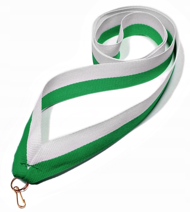 Wstążka do medali biało-zielona 10mm/ 100 sztuk